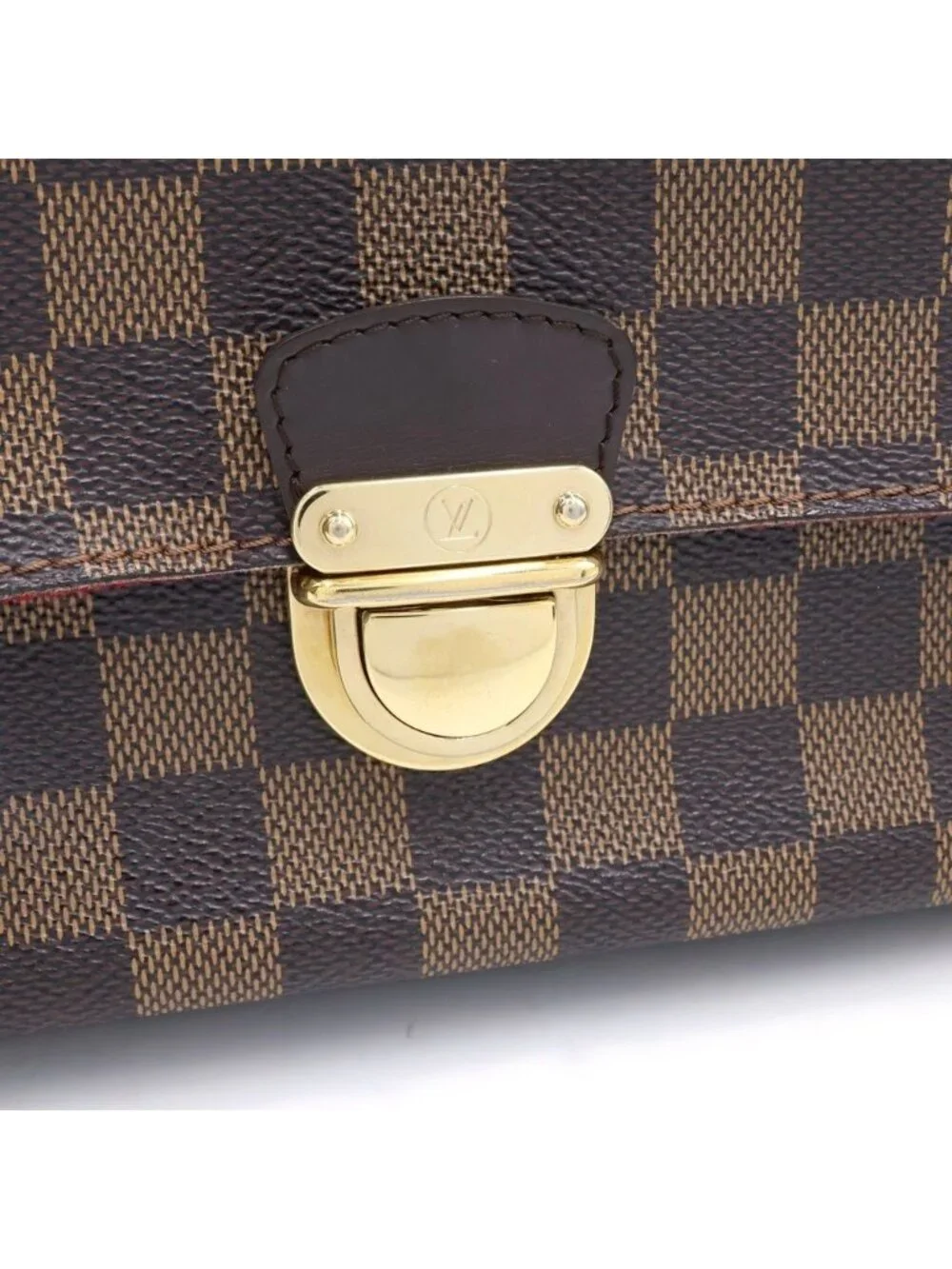 Louis Vuitton Damier Ravello GM Shoulder Bag Brown Leather Gold